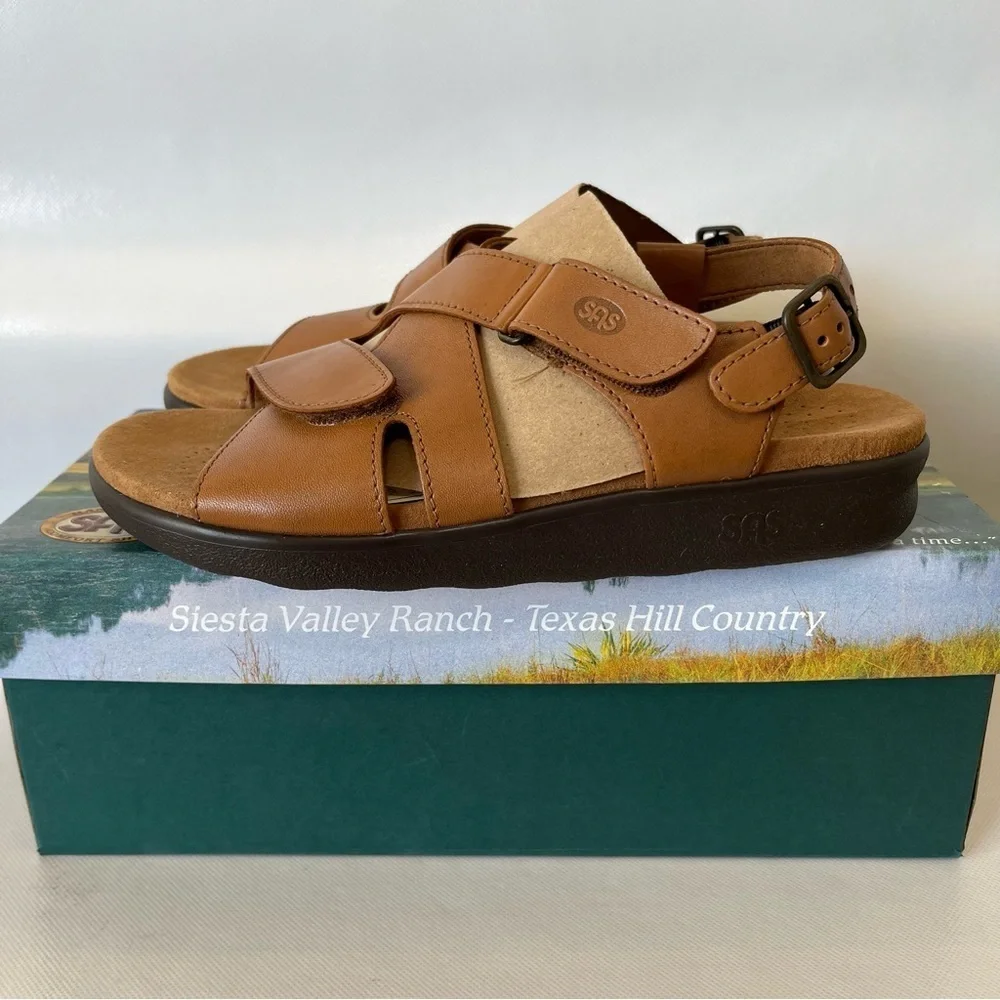SAS Huggy Caramel Leather Sandals